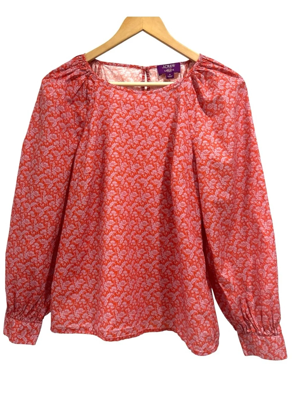 J. Crew Puff-Sleeve Roundneck Cotton Blouse in Liberty Toutouayette Fabric - S